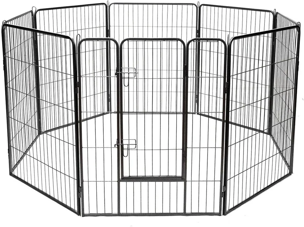 Giantex 40" 16/8 Panel Pet Playpen with Door, Foldable Dog Exercise Pen, Portable Free-Standing Cat Fence, for Outdoor & Outdoor, Metal Dog Puppy Cat Exercise Fence Barrier Kennel (8 Panels, 40'')