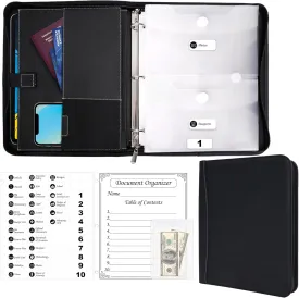 HAUTOCO Important Document Organizer Zipper Life Binder Family Emergency Binder Birth Certificates Protector, in Case I Go Missing Estate Planning Organizer - Include Category Label & Directory