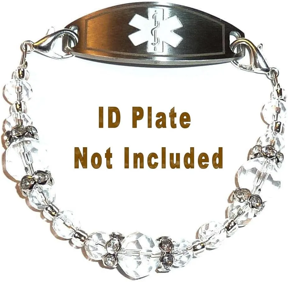 Hidden Hollow Beads Women's Beaded 6" Medical Alert ID Interchangeable Replacement Bracelet, Identification Vital info