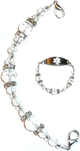 Hidden Hollow Beads Women's Beaded 6" Medical Alert ID Interchangeable Replacement Bracelet, Identification Vital info