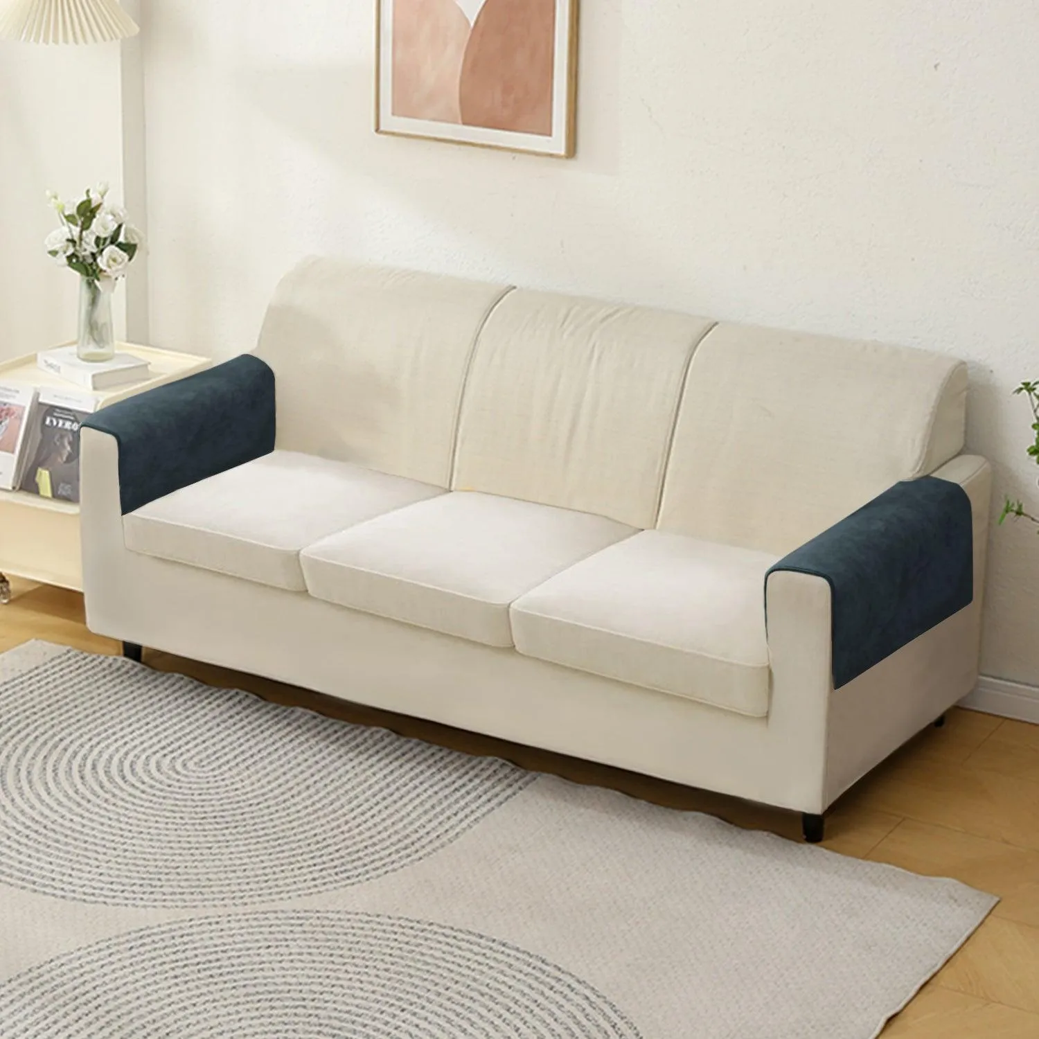 HOKIPO Premium Chenille Sofa Arm Cover, 2 Pcs, Dark Grey
