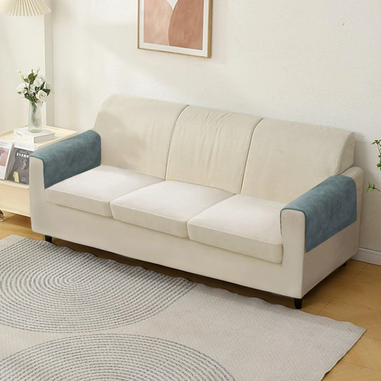 HOKIPO Premium Chenille Sofa Arm Cover, 2 Pcs, Grey