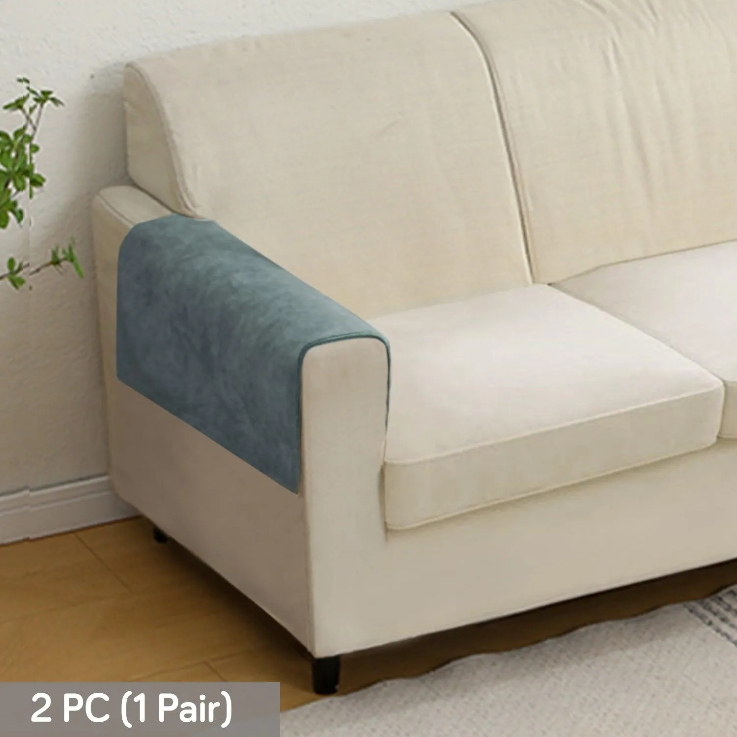 HOKIPO Premium Chenille Sofa Arm Cover, 2 Pcs, Grey
