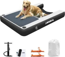 Inflatable Dog Water Ramp Pool Float Floating Ladder Steps for Dogs Safe and Easy Access to Water for Dogs Boat Ramp for Pool, Lake, Boat, Dock, with Non-Slip Pad and High Visibility