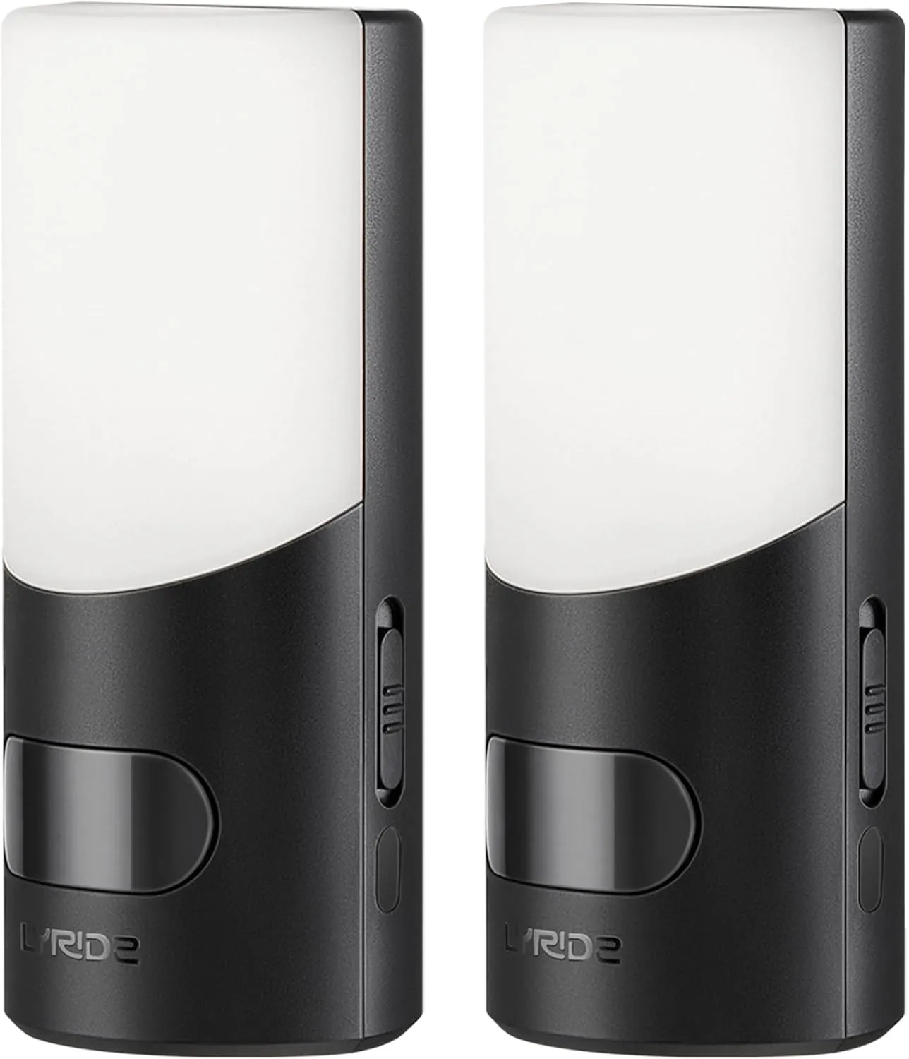 Lyridz Rechargeable LED Motion Sensor Night Light, 1-50LM Dimmable, Stick-on Indoor Light for Bedroom, Stairs, Hallway, Kitchen, Toilet, 2-Pack, Black, A5127