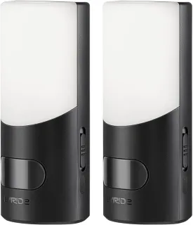 Lyridz Rechargeable LED Motion Sensor Night Light, 1-50LM Dimmable, Stick-on Indoor Light for Bedroom, Stairs, Hallway, Kitchen, Toilet, 2-Pack, Black, A5127