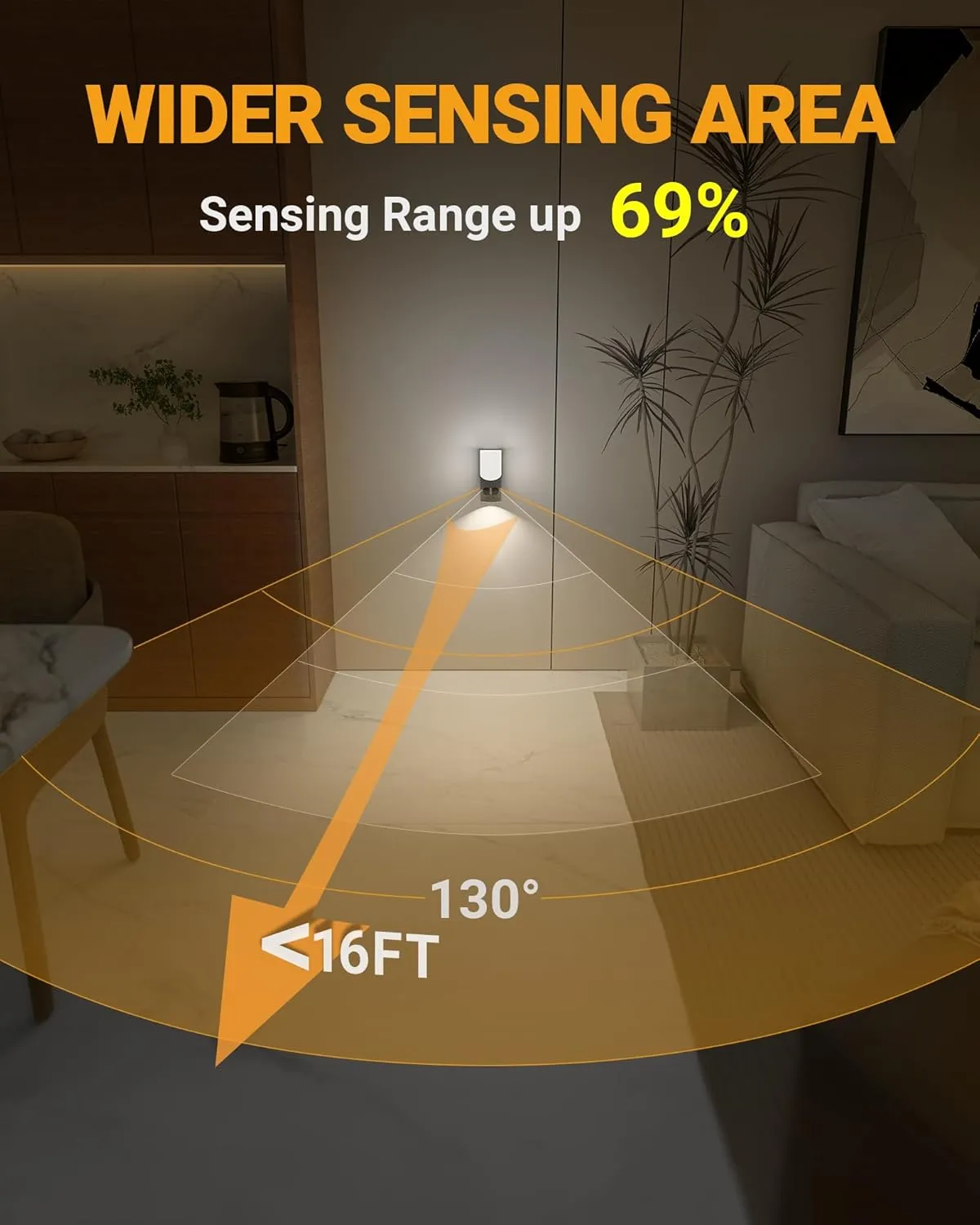 Lyridz Rechargeable LED Motion Sensor Night Light, 1-50LM Dimmable, Stick-on Indoor Light for Bedroom, Stairs, Hallway, Kitchen, Toilet, 2-Pack, Black, A5127