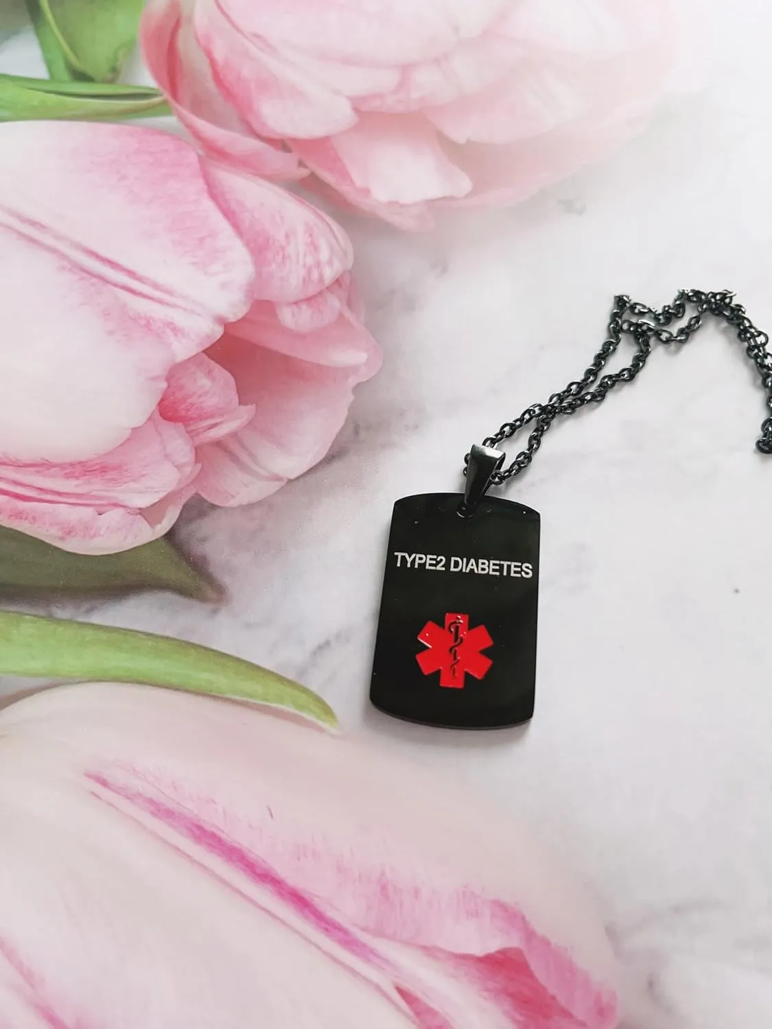 Medical Alert Necklace for Men Women Stainless Steel Engraved Medical ID Tag Emergency Alert Identification Pendant