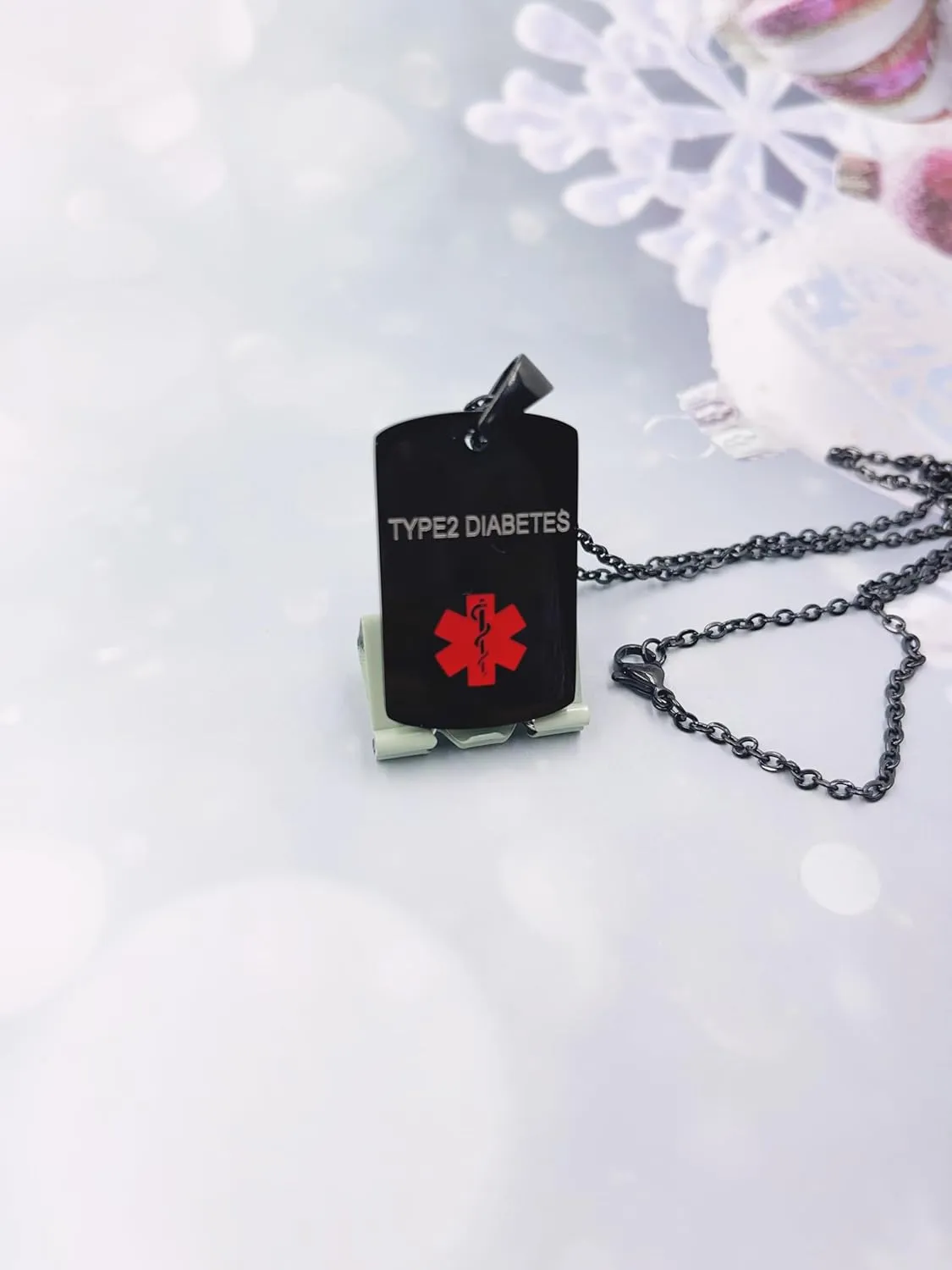 Medical Alert Necklace for Men Women Stainless Steel Engraved Medical ID Tag Emergency Alert Identification Pendant