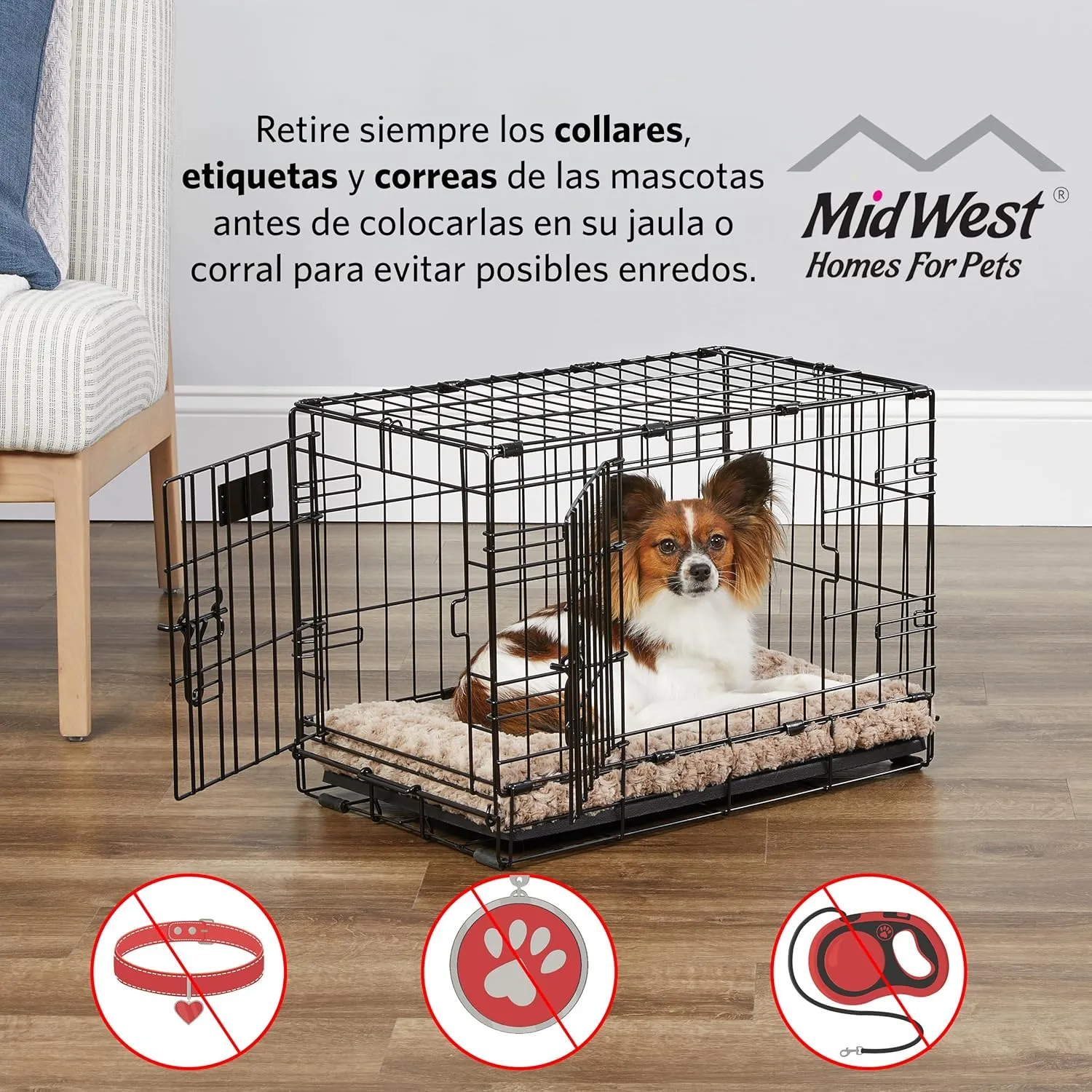 MidWest Homes for Pets Dog Crate | Midwest Life Stages 36' Folding Metal Dog Crate | Divider Panel, Floor Protecting Feet, Leak-Proof Dog Pan | 36L x 23W x 25H Inches, Intermediate Dog Breed, Black