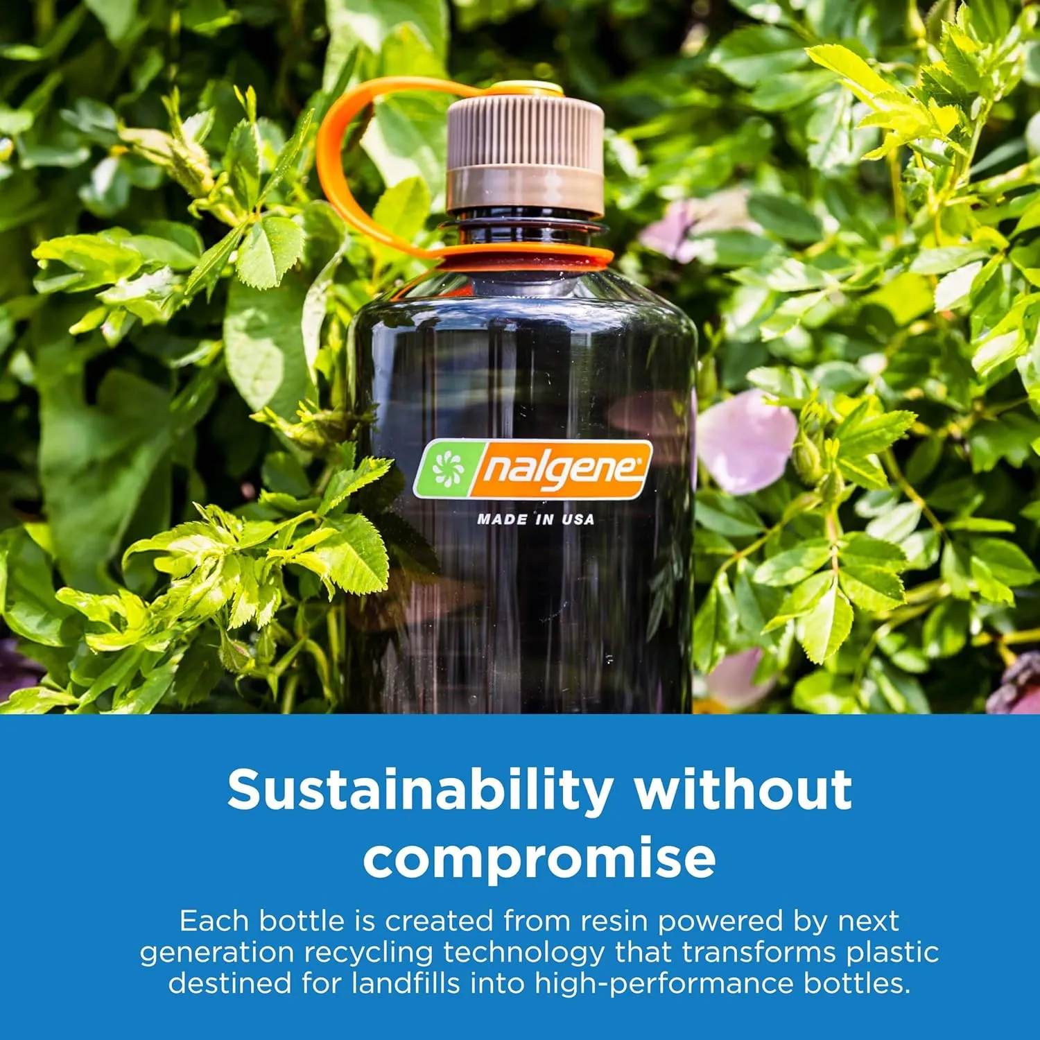 Nalgene Sustain Tritan BPA-Free Water Bottle Made with Material Derived from 50% Plastic Waste, 16 OZ, Wide Mouth, Cherry Blossom