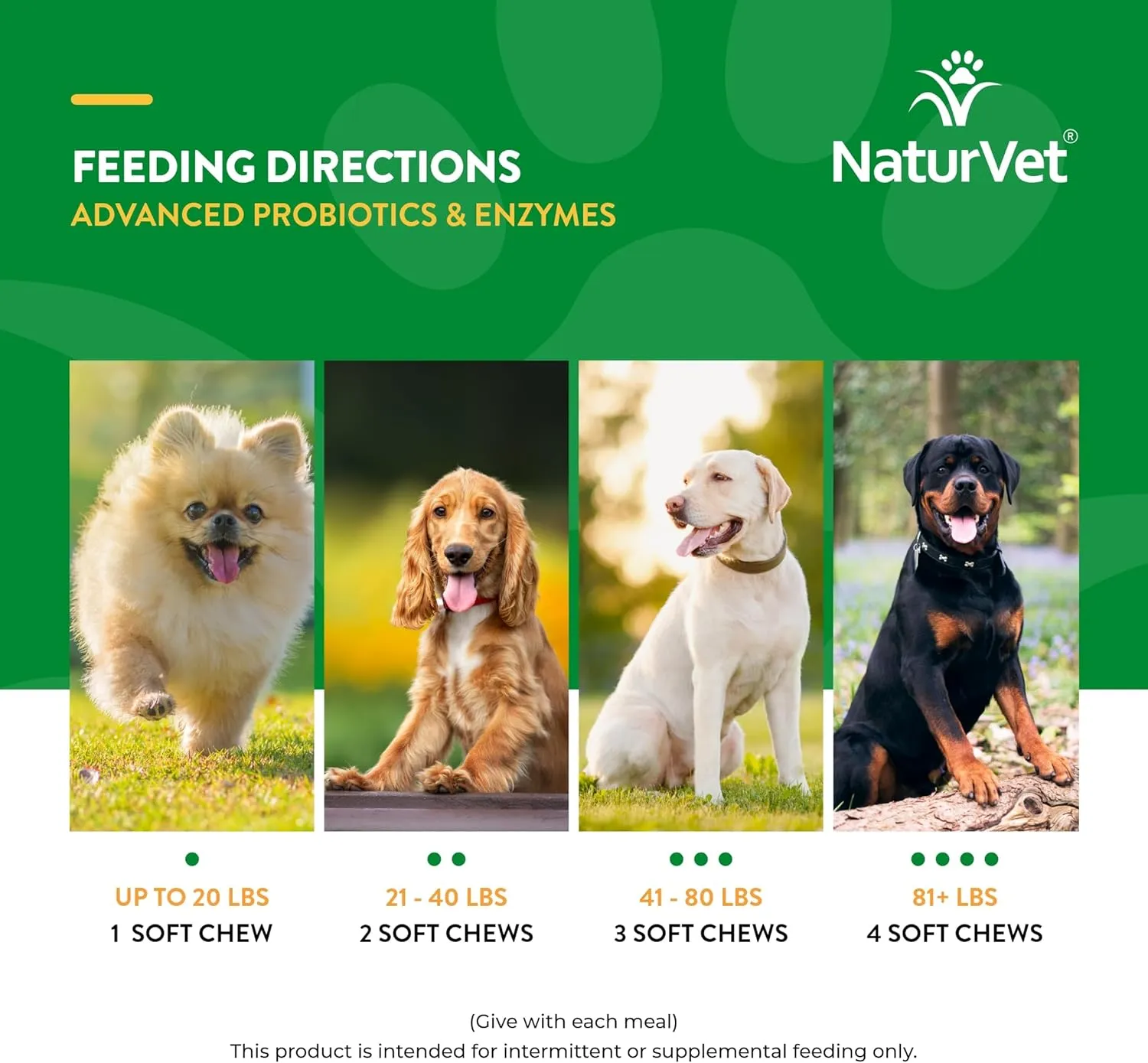 NaturVet Advanced Probiotics and Enzymes Supplement, Plus Vet Strength PB6 Probiotic, Soft Chews, Made in The USA with Globally Source Ingredients 70 Soft Chews