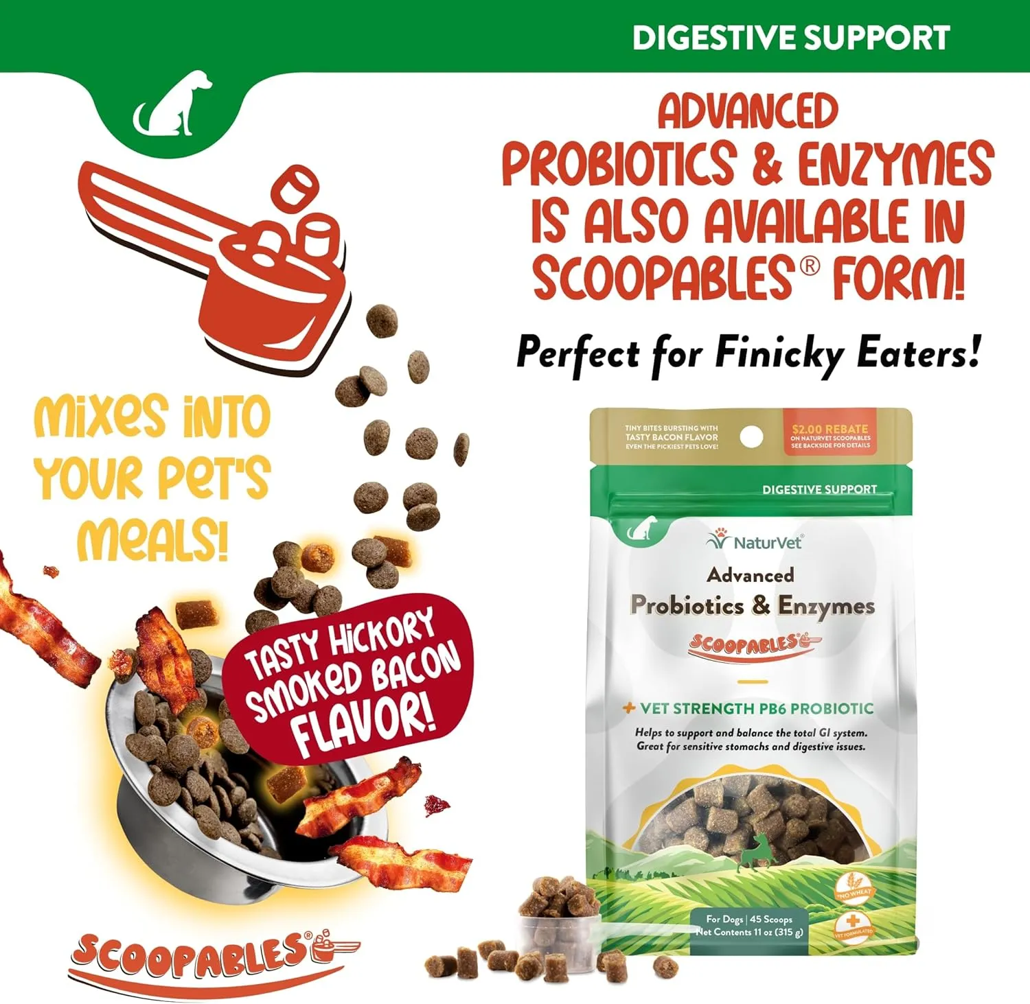 NaturVet Advanced Probiotics and Enzymes Supplement, Plus Vet Strength PB6 Probiotic, Soft Chews, Made in The USA with Globally Source Ingredients 70 Soft Chews