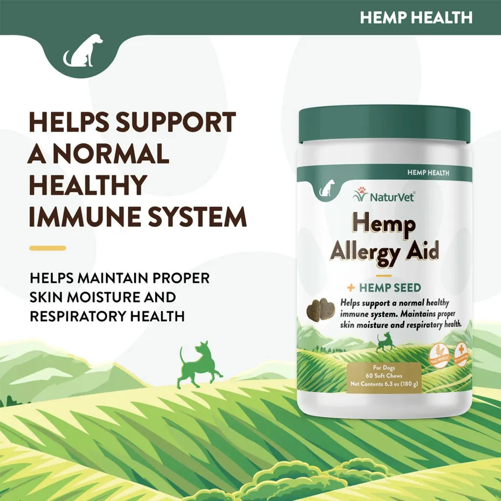 NaturVet Hemp Allergy Aid Hemp Seed Soft Chew for Dogs, 60 count