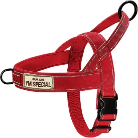 No Pull Dog Harness - Medium Large, Reflective, Escape Proof, Adjustable, Red