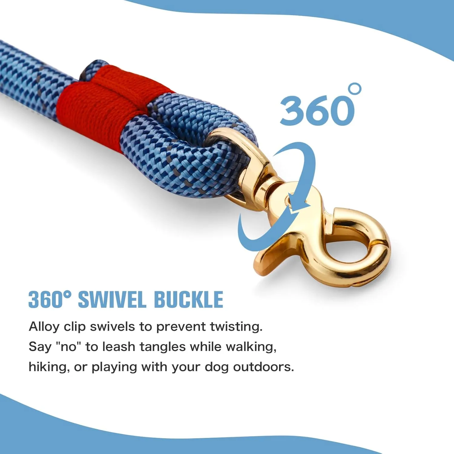 Nylon Rope Dog Leash Reflective, Handmade Braided Strong Dog Lead, Heavy Duty Rope Leash for Medium Large Dogs (5 FT - 3/5" Blue)