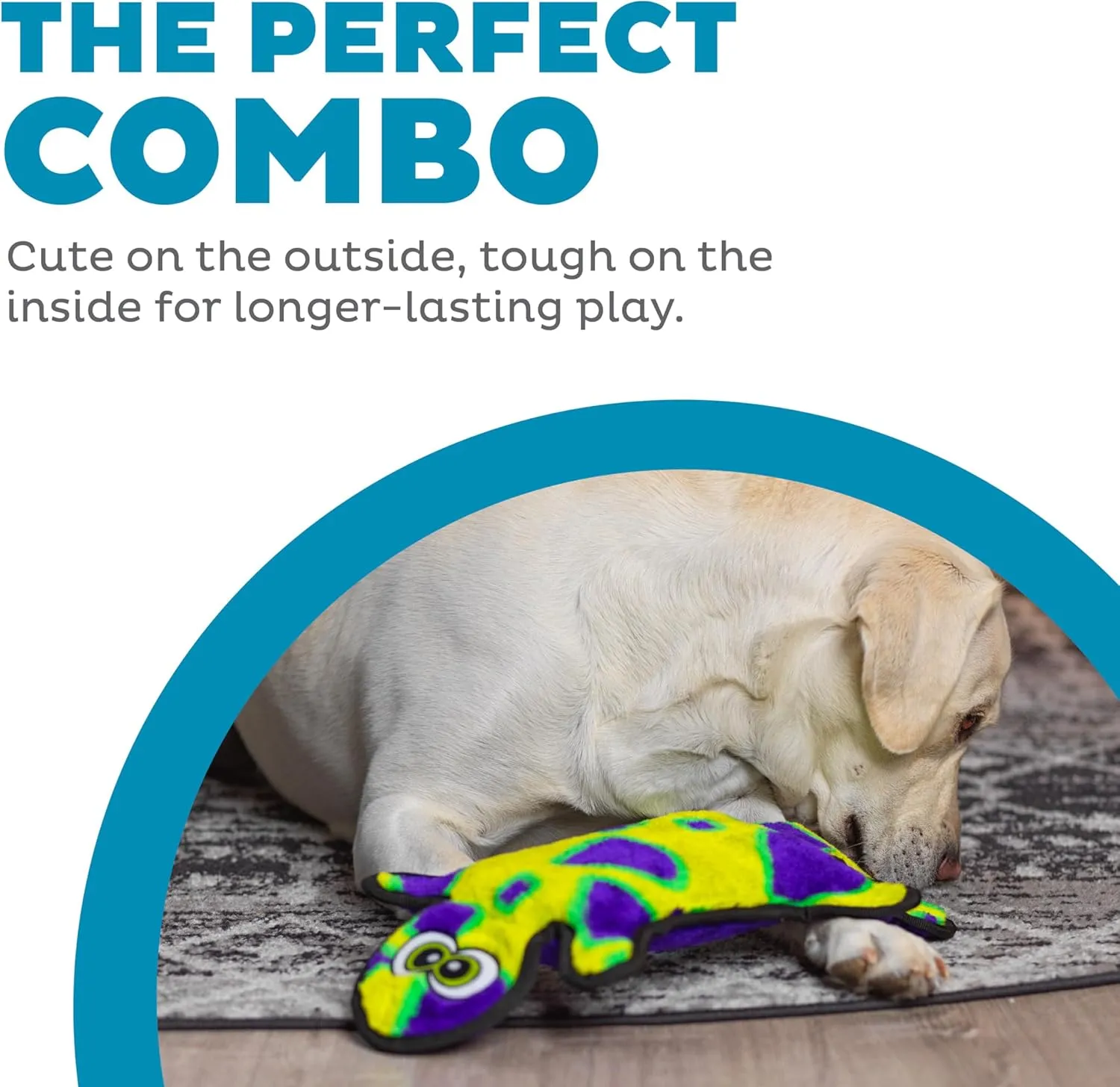 Outward Hound Durablez Stuffing-Free Squeaky Interactive Dog Toy, Tough Plush, Gecko, Green, Large