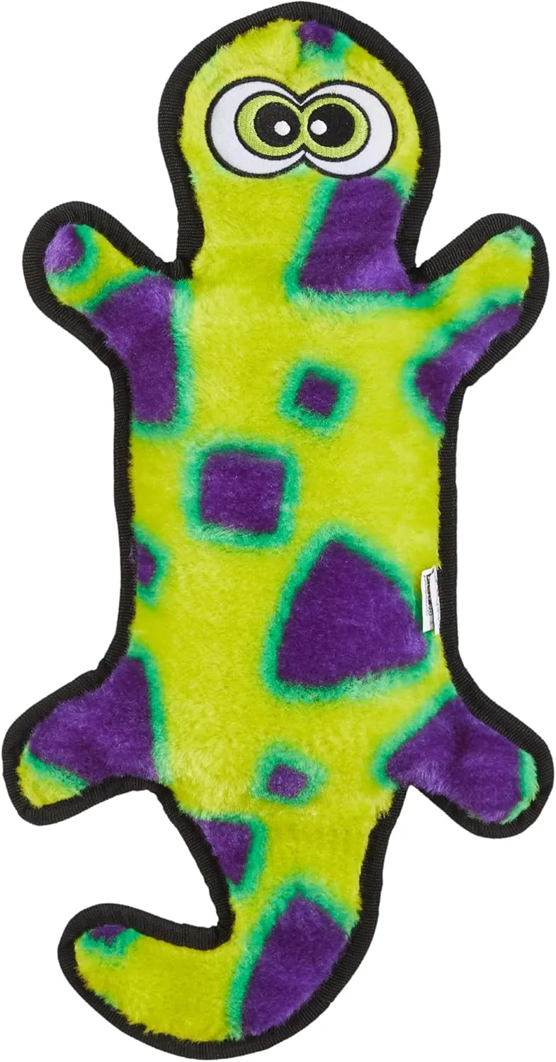 Outward Hound Durablez Stuffing-Free Squeaky Interactive Dog Toy, Tough Plush, Gecko, Green, Large