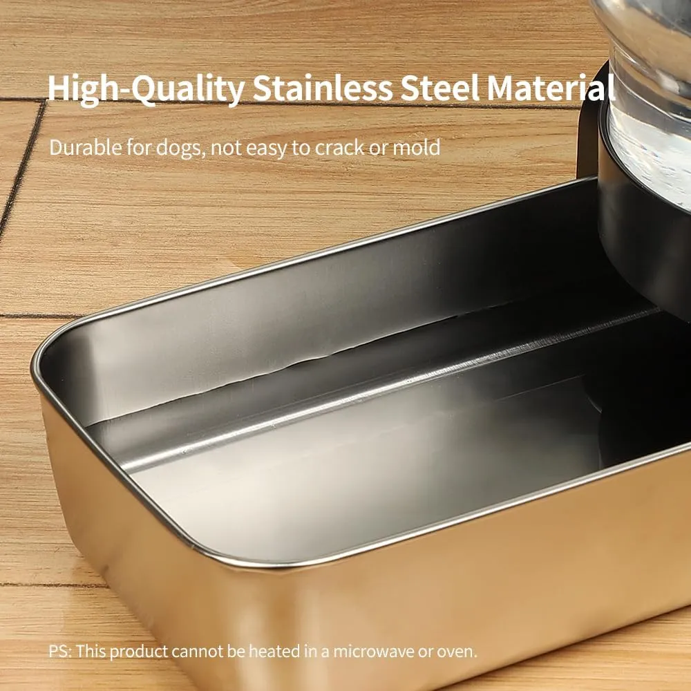 PAKEWAY Automatic Stainless Steel Pet Waterer, Gravity Water Bowl - 1.5 Gal/5.7L Large Capacity Dispenser for Cats & Small to Medium Dogs