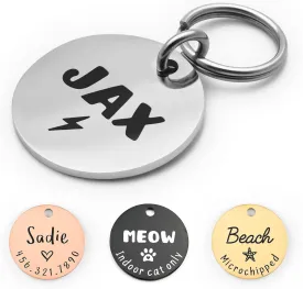 Personalized Lovely Symbols Dog Tags and Cat Tags Custom Engraved Stainless Steel Pet ID Tag (X-Small, Silver)