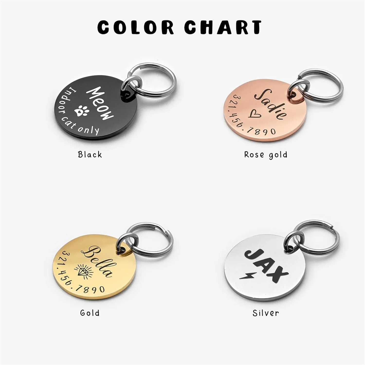 Personalized Lovely Symbols Dog Tags and Cat Tags Custom Engraved Stainless Steel Pet ID Tag (X-Small, Silver)