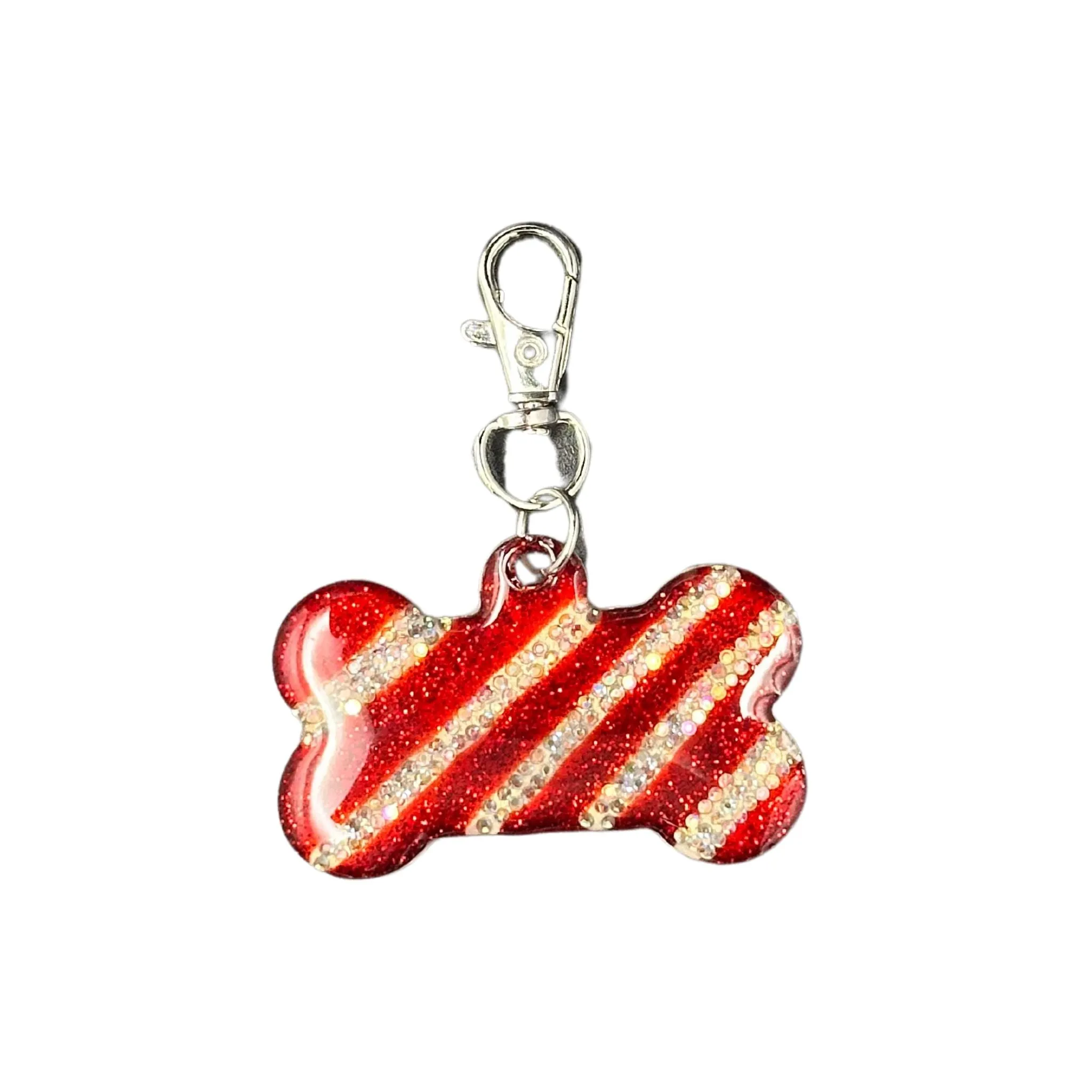 Pet ID Tag: Candy Cane Bone Smart QR Pet ID for Cats & Dogs