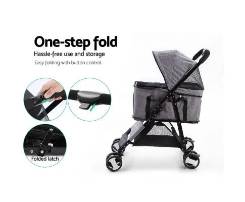 Pet Stroller & Carrier Foldable Pram 3 in 1 - Black
