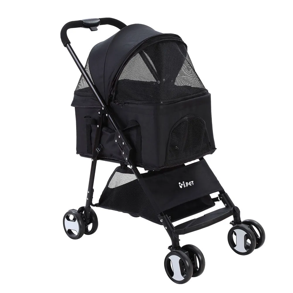 Pet Stroller Dog Carrier Foldable Pram 3-in-1 Middle Size - Black