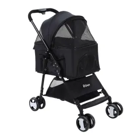 Pet Stroller Dog Carrier Foldable Pram 3-in-1 Middle Size - Black