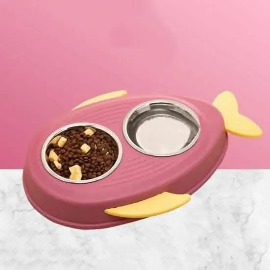 PetGains PGWB Pet Food Feeder Water Double Bowl Fish Eco PP (Pink)