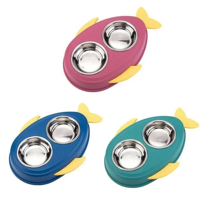PetGains PGWB Pet Food Feeder Water Double Bowl Fish Eco PP (Pink)
