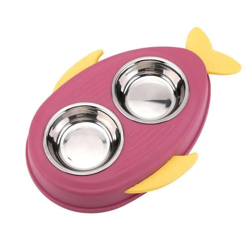 PetGains PGWB Pet Food Feeder Water Double Bowl Fish Eco PP (Pink)