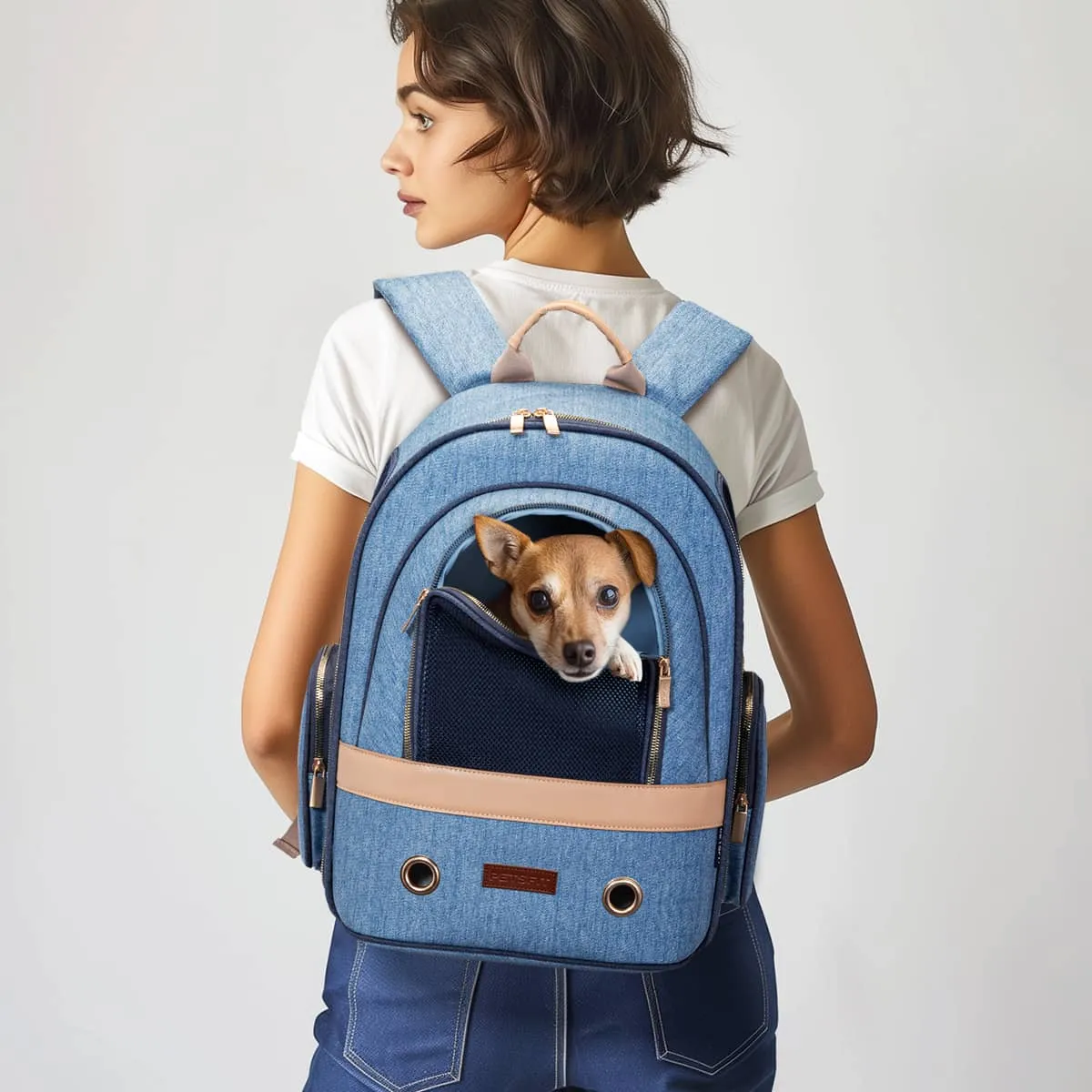 PETSFIT Vira Blazer Denim Backpack for Stylish Pets