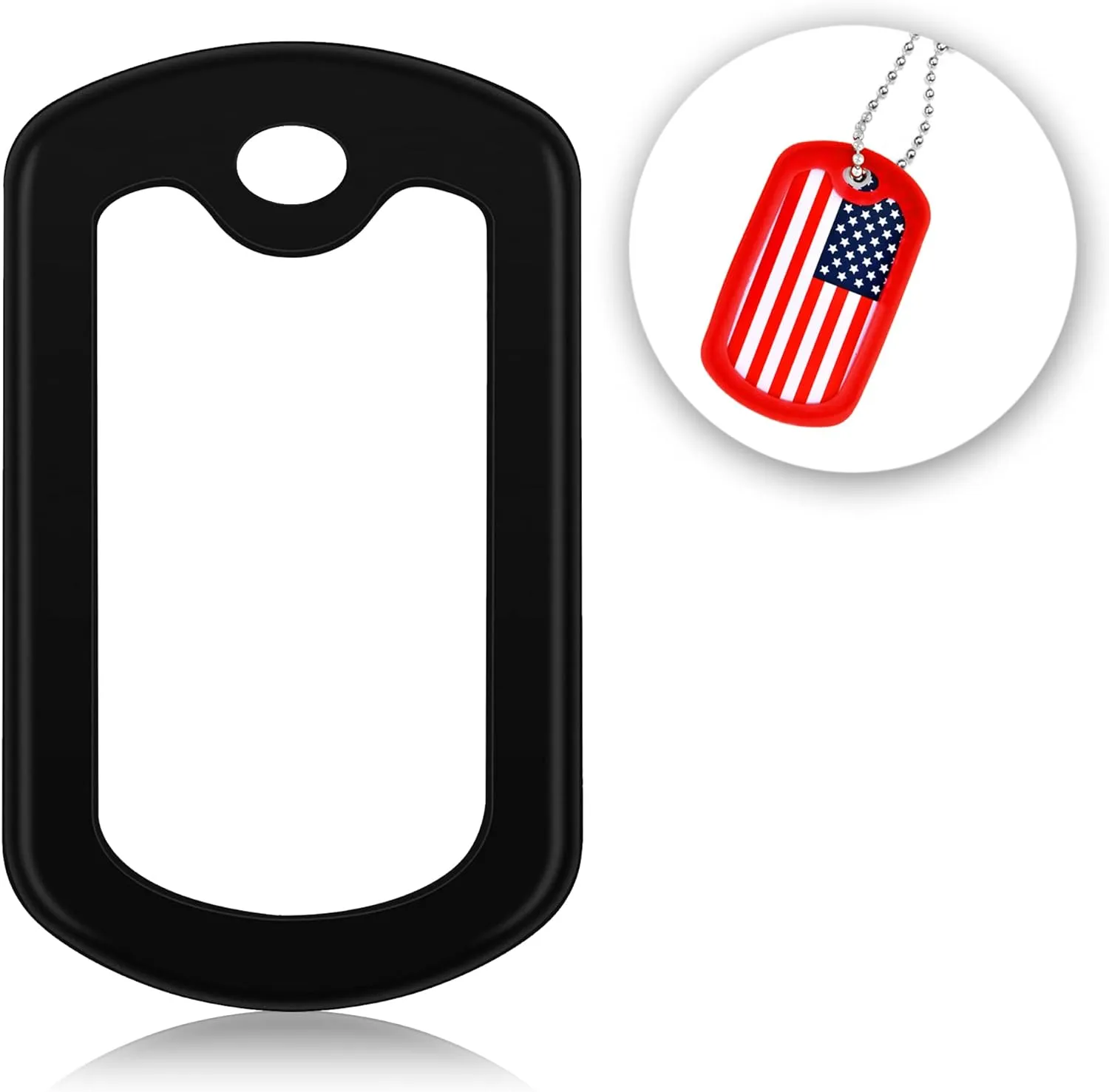 PinMart Military Dog Tag Silencer  Silicone Rubber ID Tag Protector  Edge Bumper Prevents Noise & Scratching, Black
