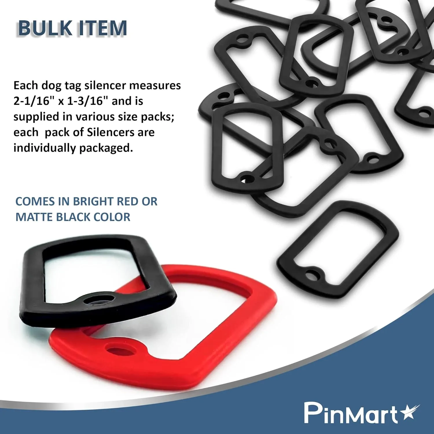 PinMart Military Dog Tag Silencer  Silicone Rubber ID Tag Protector  Edge Bumper Prevents Noise & Scratching, Black