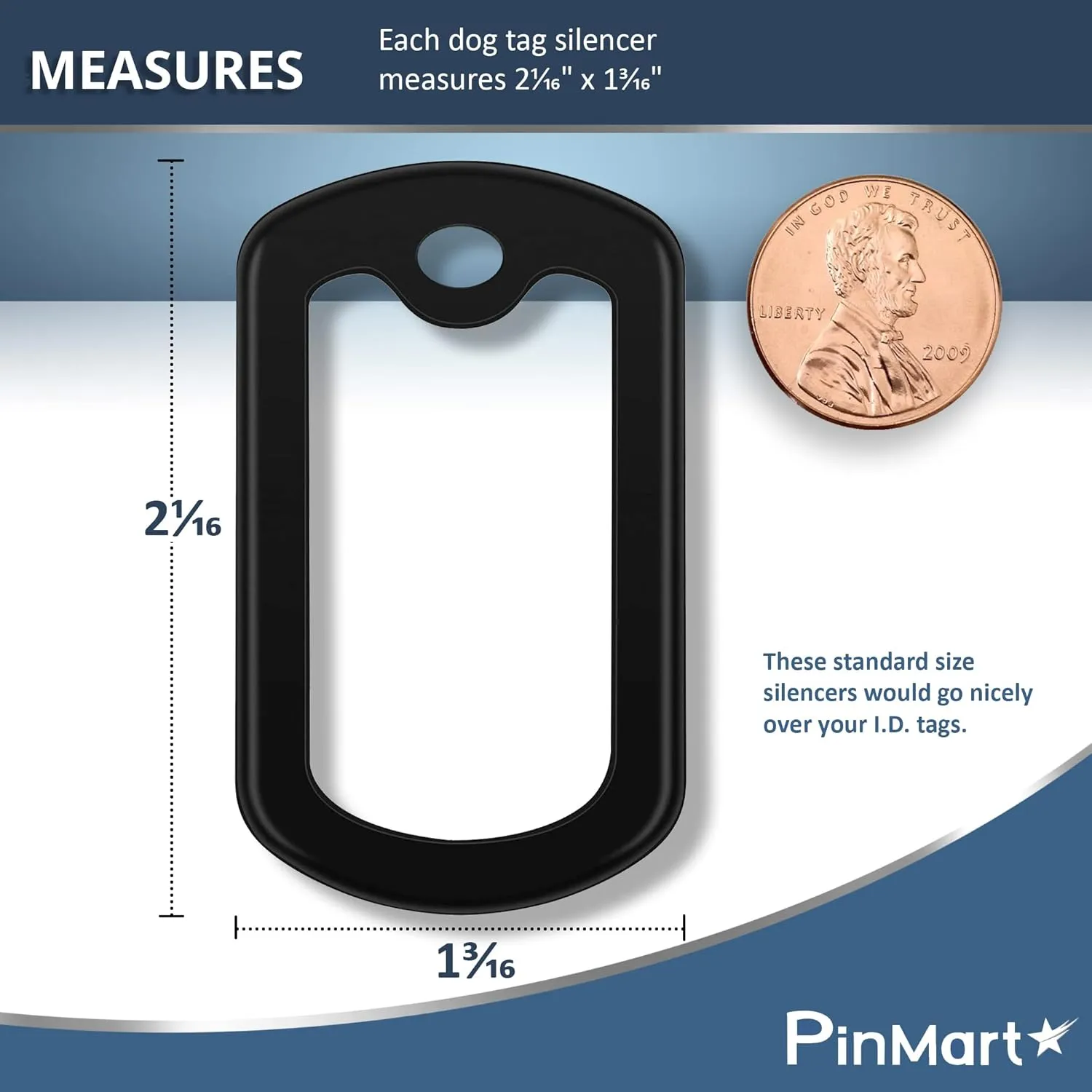 PinMart Military Dog Tag Silencer  Silicone Rubber ID Tag Protector  Edge Bumper Prevents Noise & Scratching, Black