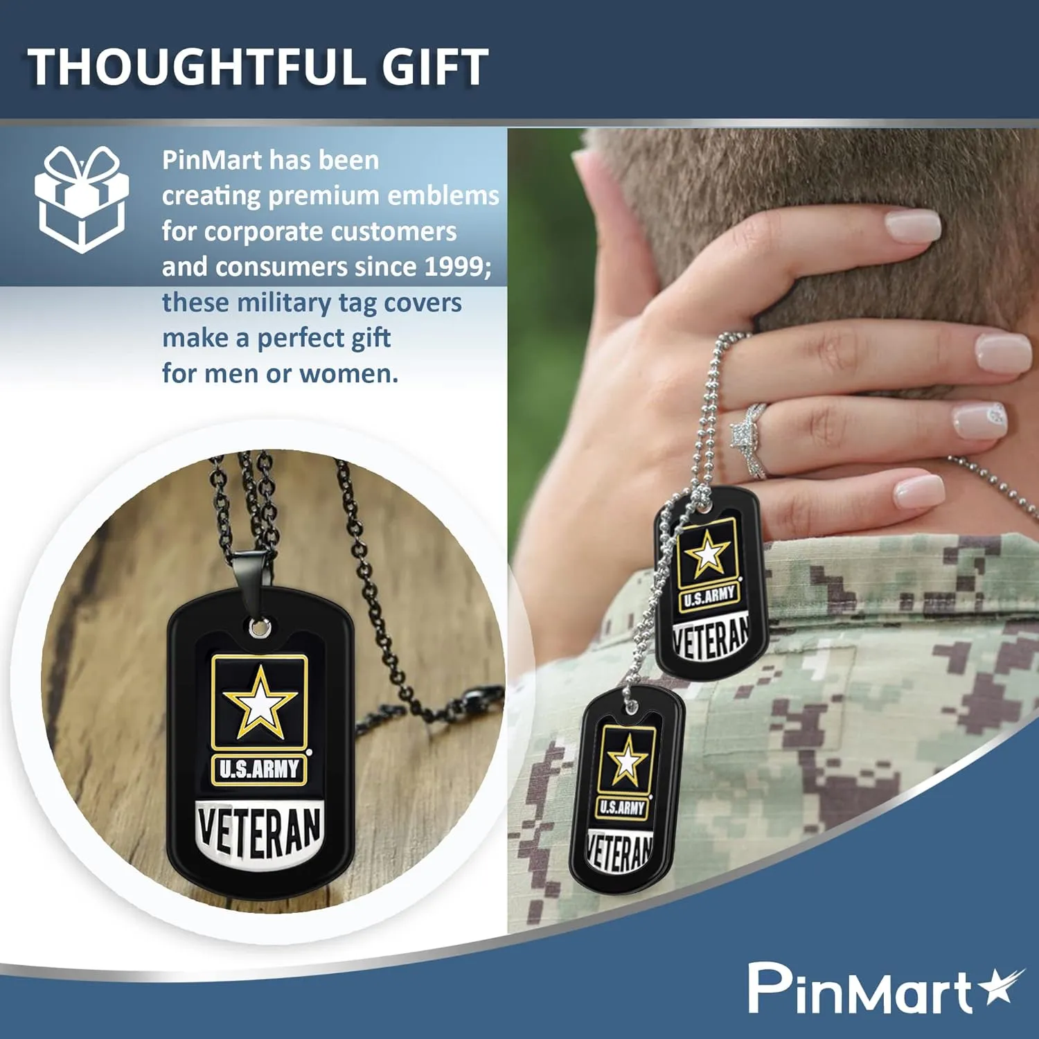 PinMart Military Dog Tag Silencer  Silicone Rubber ID Tag Protector  Edge Bumper Prevents Noise & Scratching, Black