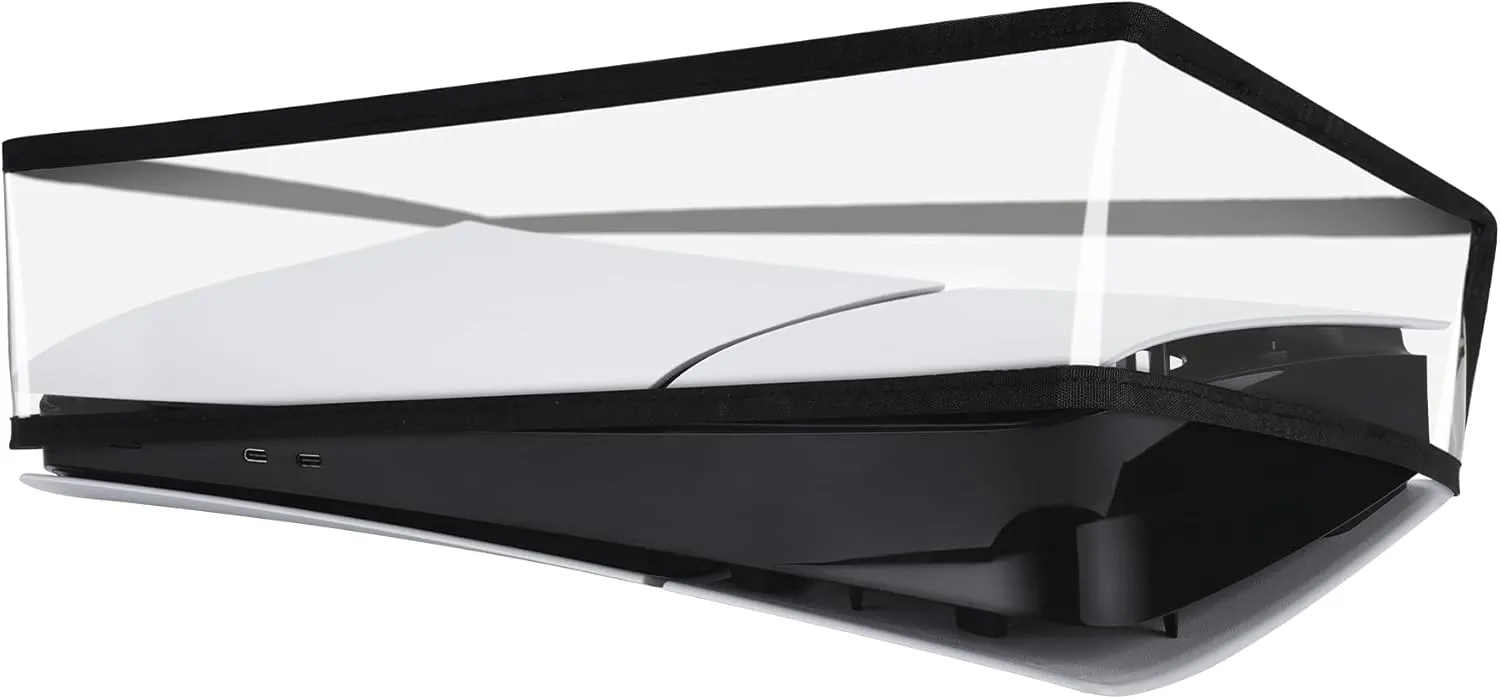 PlayVital Horizontal Dust Cover for ps5 Slim Digital Edition(The New Smaller Design), Transparent Dust Proof Protector Waterproof Cover Sleeve for ps5 Slim Console