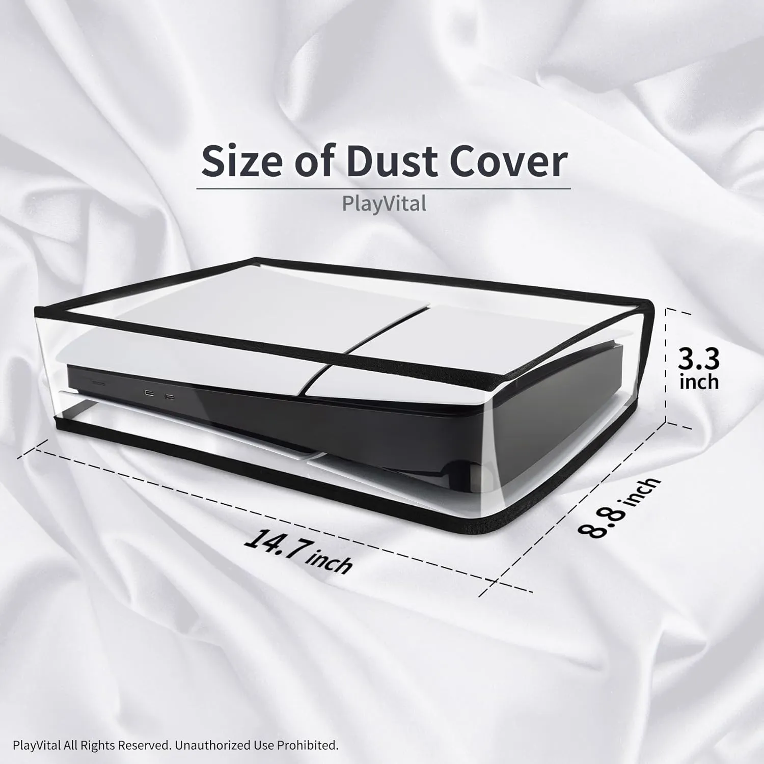 PlayVital Horizontal Dust Cover for ps5 Slim Digital Edition(The New Smaller Design), Transparent Dust Proof Protector Waterproof Cover Sleeve for ps5 Slim Console
