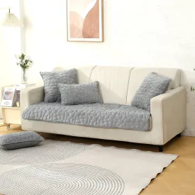 Premium Pebble Milk Velvet Anti Slip Sofa Mat for 1/2/3 Seater, Moon Grey