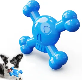 Puppy Teething Toys, Skull-Shaped Dog Toy for Small Dogs, Puppy Chew Toys with Bacon Flavor, Long Lasting, Dog Toys for Aggressive Chewers, Blue