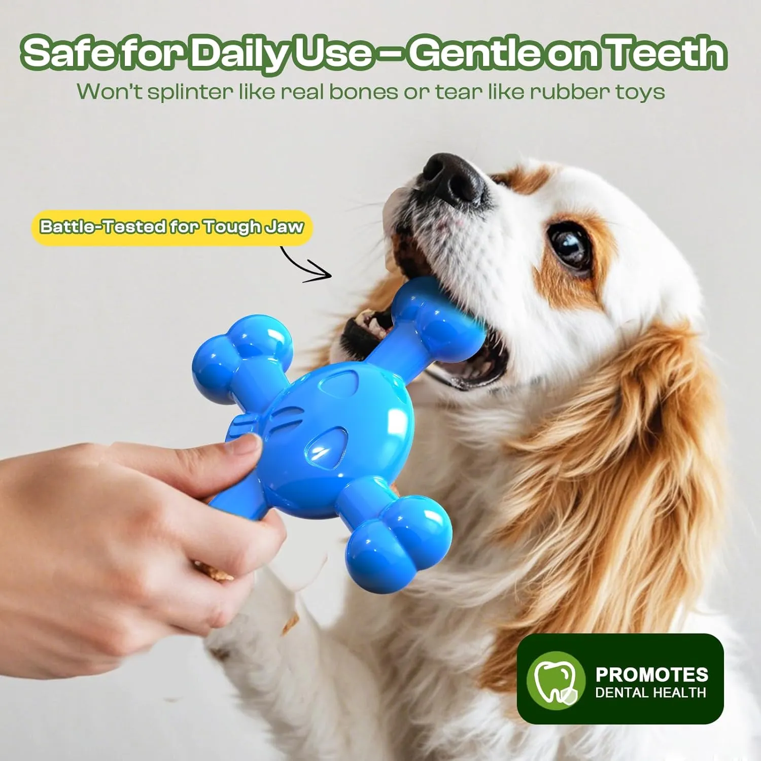 Puppy Teething Toys, Skull-Shaped Dog Toy for Small Dogs, Puppy Chew Toys with Bacon Flavor, Long Lasting, Dog Toys for Aggressive Chewers, Blue