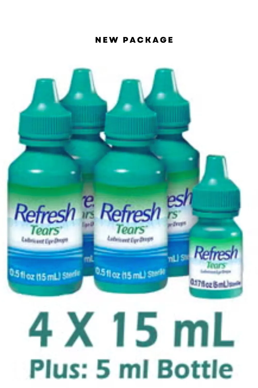 Refresh Tears Lubricant Eye Drops- Compatible with all contact lenses - 4 X 15ml   1 X 5ml bottle