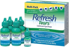 Refresh Tears Lubricant Eye Drops- Compatible with all contact lenses - 4 X 15ml   1 X 5ml bottle
