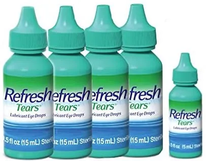 Refresh Tears Lubricant Eye Drops- Compatible with all contact lenses - 4 X 15ml   1 X 5ml bottle