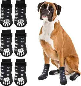 Rypet Anti Slip Dog Socks 3 Pairs - Dog Grip Socks with Straps Traction Control for Indoor on Hardwood Floor Wear, Pet Paw Protector for Small Medium Large Dogs L