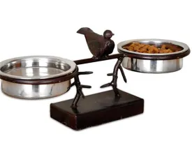 Small Rustic Wrought Iron Bird   Branches Pet Feeder
