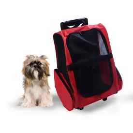 Travel Backpack w/ Trolley, Steel Wire Frame-Red