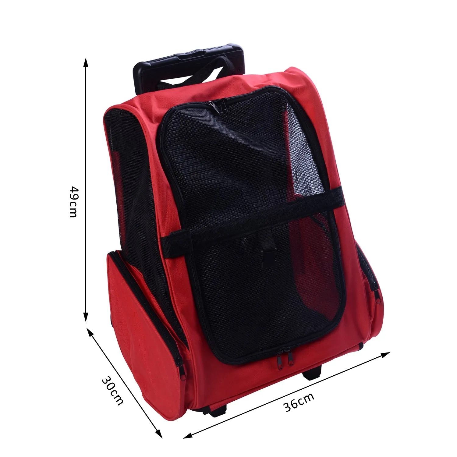 Travel Backpack w/ Trolley, Steel Wire Frame-Red