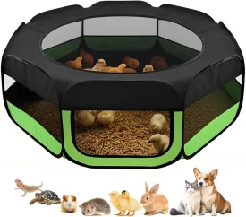 UWE Small Animal Playpen, Waterproof Breathable Kitten Playpen, Indoor Hamster playpen, Guinea Pig Playpen Tent with Zipper Cover for Chick/Bearded Dragon/Rabbit, Green